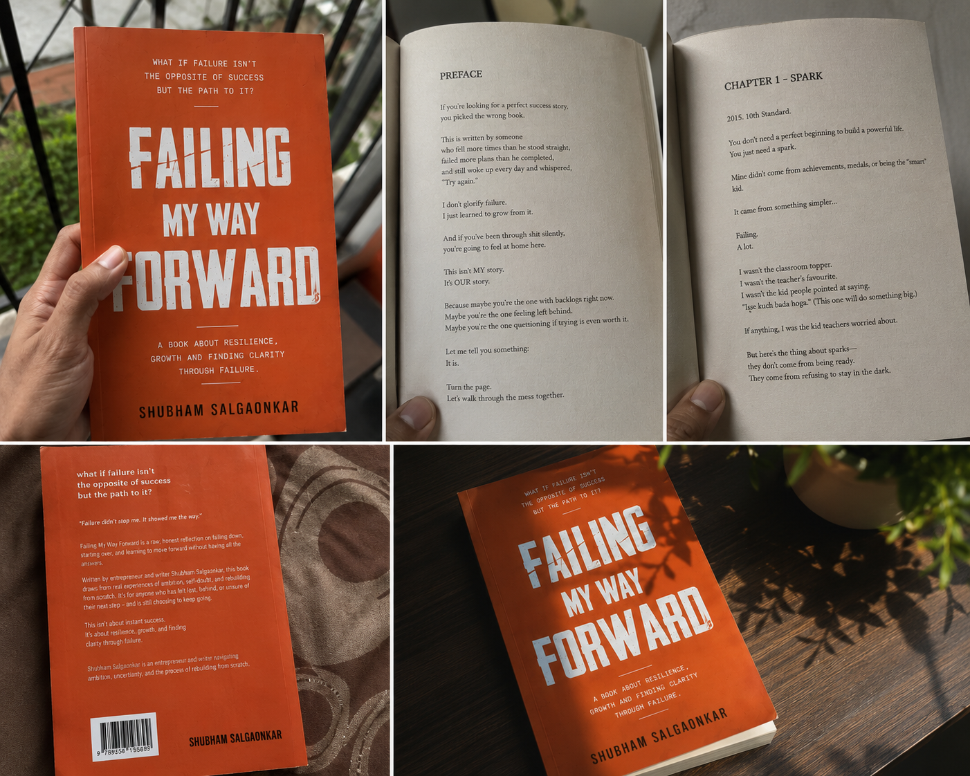 Failing My Way Forward paperback and selected inside pages